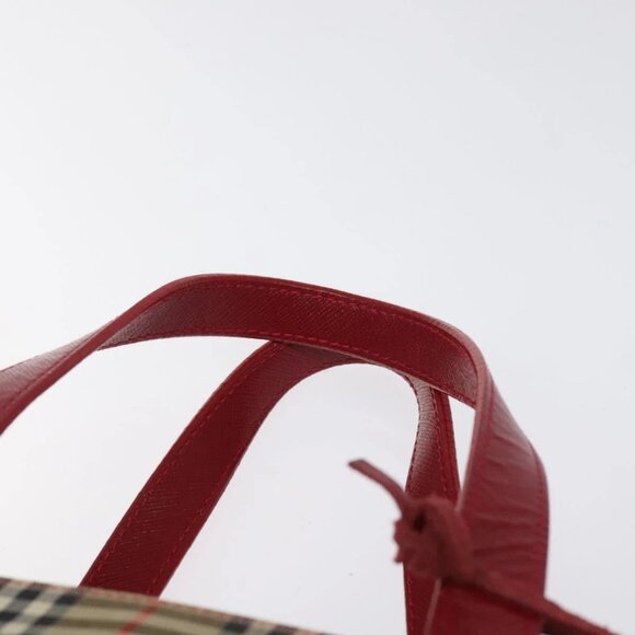 BURBERRY Nova Check Hand Bag Canvas Beige Gold Auth - Picture 9 of 16